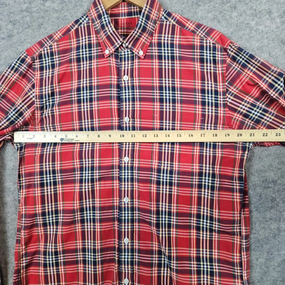 J Crew Men's Multicolor Plaid‎ Light Weight Shirt Size M 100% Cotton Button Down